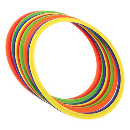 ibasenice 10 Pcs Agility Rings, Speed Training Hoops for Soccer Football Footwork Drills, Flexible Plastic Jumping Circles Sports Equipment, Multi-Color, 12 Inch