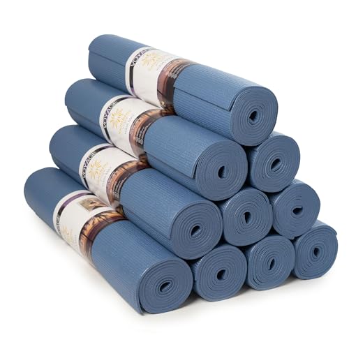 Voyage Yoga Mat, 10 Pack, 72" x 24" Professional Studio and Gym Bulk Yoga Mats, 5mm Thick, Durable, Anti-Tear, Non Slip Fitness and Exercise Mats - color: Slate
