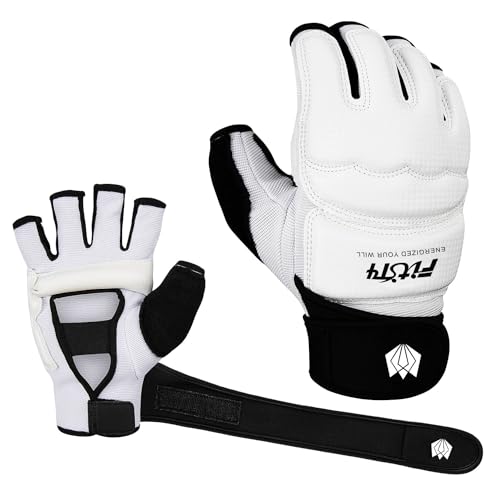 FitsT4 Sports Half Mitts MMA UFC Training Boxing Punch Bag Martial Arts Gloves - color: White, size: Small
