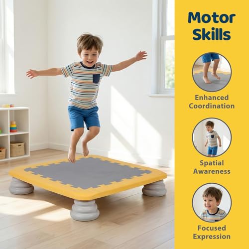 Mini Trampoline for Kids,26" Sensory Trampoline and Bounce Jumping Toy for Outdoor Recreation,Indoor Rebounder Non-Slip Base,Bounce Board for Sensory Integration Training