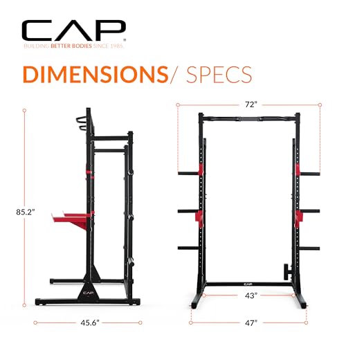 Cap Barbell Power Rack with Pull Up Bar & Attachments - Multiple Colors - color: GRAY
