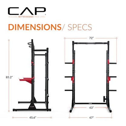 Cap Barbell Power Rack with Pull Up Bar & Attachments - Multiple Colors - color: GRAY