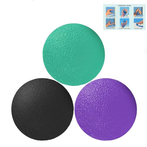 3 Pack Stress Balls for Adults, Squeeze Balls for Hand Therapy, Hand Strengthening Devices with Different Resistance Levels for Finger Forearm Wrist Exercise Relaxation and Pain Relief