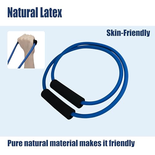 [2 Pack] Resistance Bands for Working Out with Soft Handles, Elastic Loop, Skin-Friendly Natural Latex,10 Pound Tension Long and Short Stretch, Fitness Exercise and Workout for Men and Women