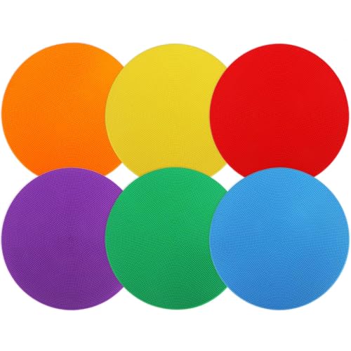 4inch & 9inch Poly Spot Markers for Agility Dot for Gym/PE Training, Dance, 6/12/24 Pcs Round Multiple Color & Size Rubber Non-Slip Spot Marker for Games, Floor Dots and Sport Activities - style: 6Pcs 9 inch Spot Makers