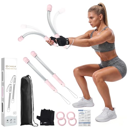 Ropeless Battle Ropes Adjustable Weight, Cordless Battle Ropes for Home Gym, Portable Weighted Ropeless with 2 Removable Weight Rings for Men Women Fitness(Pink 2PCS)