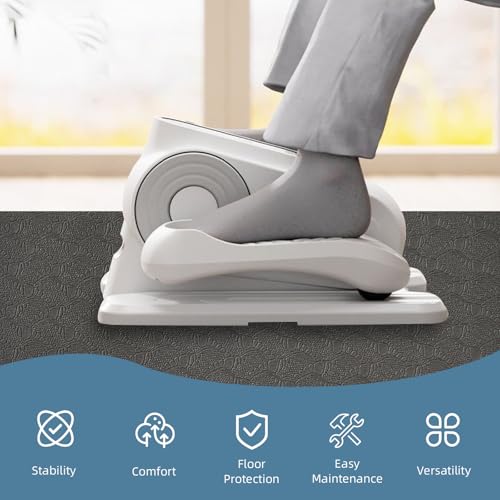 Non-Slip Workout Mat for Under Desk Ellipticals,Thicker & Quieter,23.6x17.7x0.2",Suitable for Ellipse Leg Exerciser, Foot & Leg Pedal Exerciser for Seniors Fitness, Floor Protection,Enhanced Stability