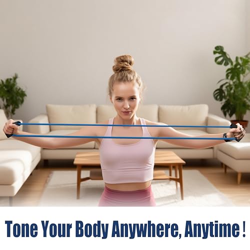 [2 Pack] Resistance Bands for Working Out with Soft Handles, Elastic Loop, Skin-Friendly Natural Latex,10 Pound Tension Long and Short Stretch, Fitness Exercise and Workout for Men and Women