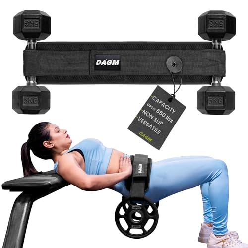 DAGM Hip Thrust Belt for Dumbbells Heavy weights – Ultra-Thick No-Bruise Glute Workout Belt for Women & Men – 500 lbs Capacity – Adjustable for Home Gym, Squats, Glute Bridge & Kettlebell Training - color: Black