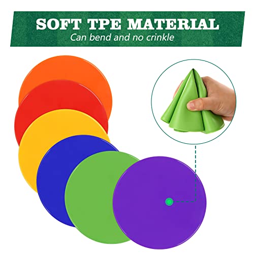 Poly Spots Spot Markers for Gym Floor 9inch 10inch 12/18/24/36 Pcs Flat Cones Non-Slip Rubber Floor Dots Circles for Sports Soccer Basketball Agility Training Dance Classroom - style: 24Pcs 9inch