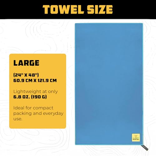Wise Owl Outfitters Microfiber Camping Towel - Quick Dry Towel for Travel, Backpacking, Hiking, Beach, Gym & Yoga - Compact, Fast Drying & Lightweight - color: Blue, size: 2 x Large (24x48)