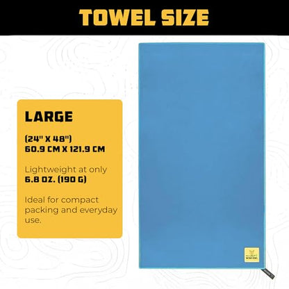 Wise Owl Outfitters Microfiber Camping Towel - Quick Dry Towel for Travel, Backpacking, Hiking, Beach, Gym & Yoga - Compact, Fast Drying & Lightweight - color: Blue, size: 2 x Large (24x48)