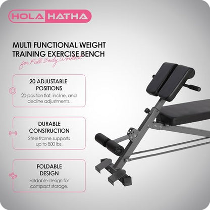 Adjustable Flat & Decline Bench, Weight Lifting and Training Equipment for Full Body Workout - Padded Seat and Dumbbell Storage