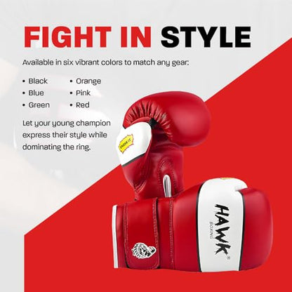 Kids Boxing Gloves for Kids Children Youth Punching Bag Kickboxing Muay Thai Mitts MMA Training Sparring Gloves Red, 6 oz