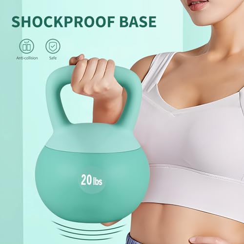DlandHome Kettlebell Weights Strength Training Kettlebell-Great for Full Body Workout and Strength Training,Easy Grip Handle,PVC Filled with Iron Sand - color: Mint Green-20lbs