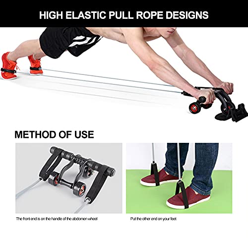 2pcs 19.7in Abdominal Wheel Elastic String fitness exercise bands,Ab Roller Ropes resistance rope exercise resistance bands,Ab Wheel Roller Straps Cloth cover Multifunction