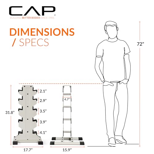 CAP Dumbbell Rack for Home Gym – Vertical Storage Stand, Holds Multiple Pairs (100–300 lbs), Heavy-Duty Steel with Non-Slip Base | Multiple Options
