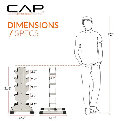 CAP Dumbbell Rack for Home Gym – Vertical Storage Stand, Holds Multiple Pairs (100–300 lbs), Heavy-Duty Steel with Non-Slip Base | Multiple Options
