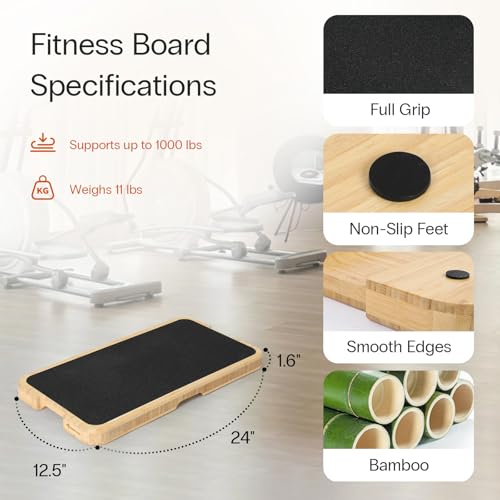 StrongTek Resistance Band Training Platform, Heavy-Duty Bamboo/Wood Board for Safe & Stable Resistance Workouts, Non-Slip, 1000 lbs Capacity for Arms, Shoulders, Core, Back & Legs