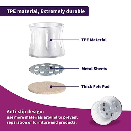 Magic SLIDERS24137 Magic FIT Round Sliders Size-1-1/4 to 1-7/16", 4-Pieces – Non-Slip Rubber Furniture Pads for Floor Protection on Wood, Tile, Carpet & Vinyl Surfaces| Pack of 1