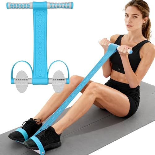 Foot Pedal Resistance Band with Handle Multifunction Tension Rope for Women Exercise Fitness Workout Stirrup Puller - color: Blue