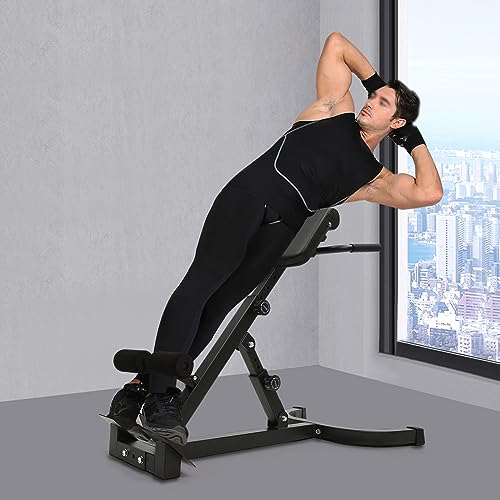 Roman Chair Back Extension Machine, 330lbs Multi-Functional Bench Adjustable Back Exercise Machine Hyperextension Bench Ab Machine Workout Equipment with 8 Adjustable for Home Gym Hotel School