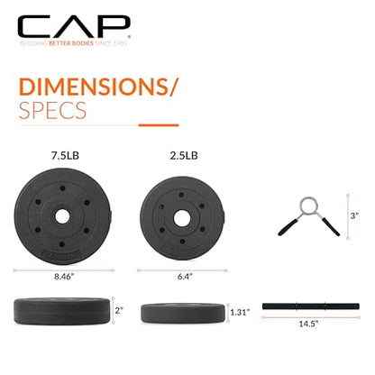 CAP Barbell 40-Pound Adjustable Cement Dumbbell Set – Versatile Weights for Home Gym Excellence