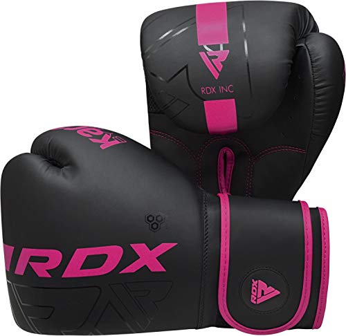 RDX Boxing Gloves, Pro Training Sparring, Maya Hide Leather, Muay Thai MMA Kickboxing, Men Women Adult, Heavy Punching Bag Focus Mitts Pads Workout, Ventilated Palm, Multi Layered, 8 10 12 14 16 18 Oz - color: PINK, size: 10 OZ