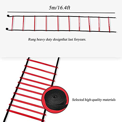 Agility Ladder Speed Agility Training Set, Include 3m Adjustable Agility Ladder/1 Resistance Parachute, for Sprint Running Football Training