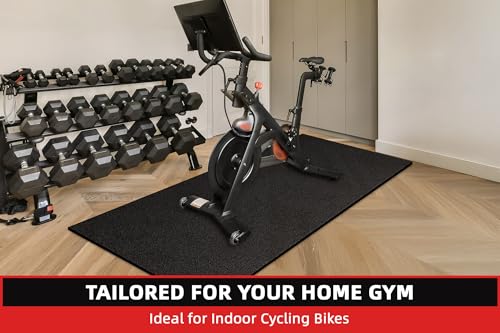 Treadmill Mat, 7'x3'/6'x3'/6'x2.5'/5.6'x2'/4'x2', 6mm Thick Exercise Equipment Gym Mat for Hardwood FloorCarpet, Compatible with Peloton Bike, Indoor Spin Bike, Elliptical - color: 72"x36"x6mm High-density-black