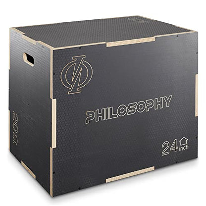 Philosophy Gym 3-in-1 Non-Slip Wooden Plyo Box, Wood Plyometric Jump Box Platform for Home Gym, HIIT, Step-Ups, and Strength Training - size: 30 x 24 x 20 Inch