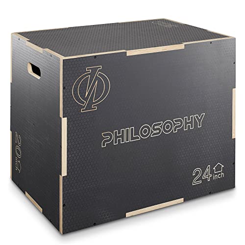 Philosophy Gym 3-in-1 Non-Slip Wooden Plyo Box, Wood Plyometric Jump Box Platform for Home Gym, HIIT, Step-Ups, and Strength Training - size: 30 x 24 x 20 Inch