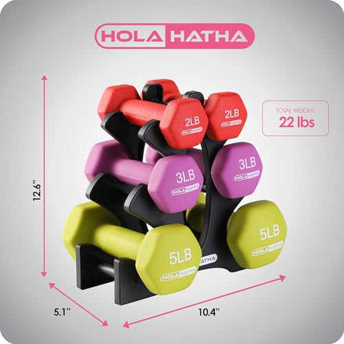 Neoprene Dumbbell Weights Set w/Rack, Home Gym Equipment - Portable Weighted Exercise Dumbbells for Fitness, Training, and Lifting Workouts