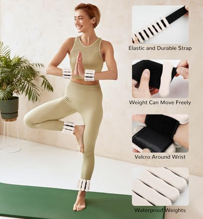 Ankle and Wrist Weights for Women & Men, Adjustable Arm & Leg Weights Set of 2 (1 lb/2 lb Each) Soft Silicone Weighted Bands Weighted Bracelet for Pilates Yoga Dance Walking Running Swimming Water Pool Home Gym Fitness Workout Jogging Gymnastics Aerobics