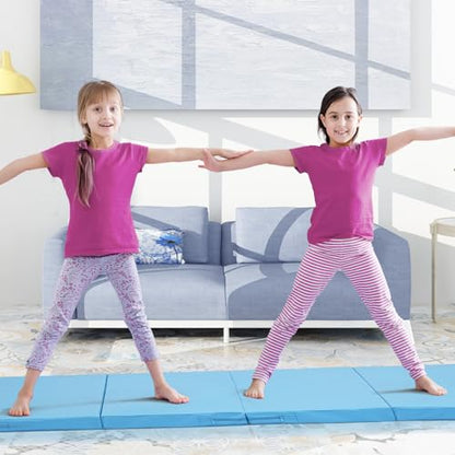 ZENOVA Gymnastics Mat 6'x3'x2''/4'x8'x2'' Exercise Mat Gym Mat for Home Aerobics Workout Foldable Tumbling Mat Children Gifts - color: 3FT x 6FT-- Lake Blue