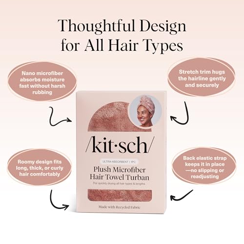 Kitsch XL Microfiber Hair Towel Wrap for Women - color: Terracotta