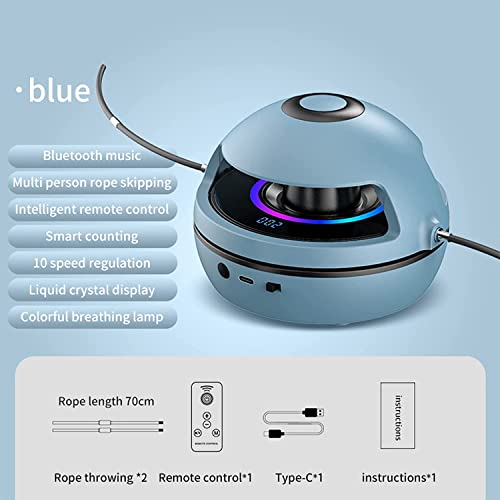 Music Jump Rope Machine, Intelligent Automatic Electric Rope Skipping Machine With Bluetooth Speaker,with LED Display Counter, Training Counting Rope Machine for Gym Party Home (blue)