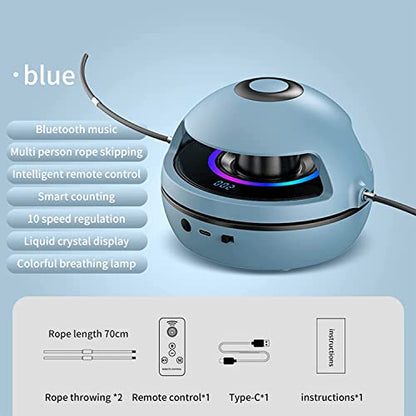 Music Jump Rope Machine, Intelligent Automatic Electric Rope Skipping Machine With Bluetooth Speaker,with LED Display Counter, Training Counting Rope Machine for Gym Party Home (blue)