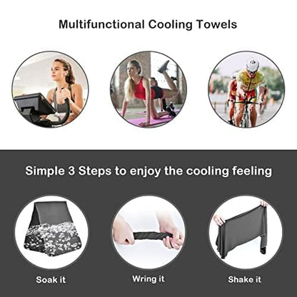 4 Pack Cooling Towels (40"x12") - Instant Cooling Reusable Microfiber Towels for Sports, Gym, Camping, Yoga, Fitness & More