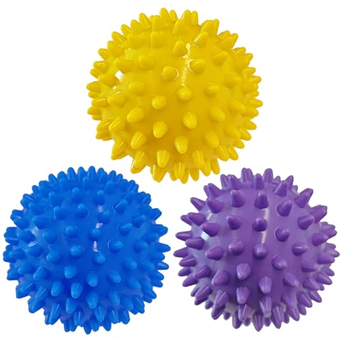 Spiky Massage Balls, 3PCS (Firm, Medium and Soft) - color: Bluepurpleyellow