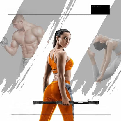 Yes4All Flex Bar, Elastic Fitness Bars with Strong Fiberglass & TPE Material, 2in1 Functional Exercise Bar, 9.5 inch Comfortable Grip, High Frequency Vibration Training, Strengthen Muscles & Burn Fat - color: B. Black - Upgraded