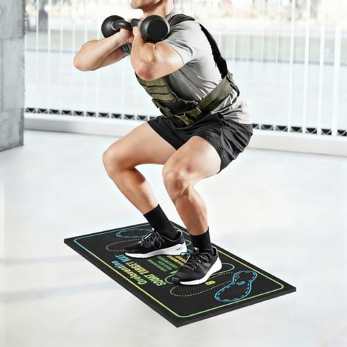 Squat Mat with Foot Position,Non-Slip Workout Mat for Squats & Leg Exercises, Improves Muscle Activation & Knee Support, Home Gym Fitness Mat,30 * 13.8"inch Squat Pad - color: Black