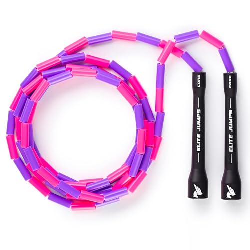 Elite Jumps Beaded Kids Jump Rope, Adjustable - color: Purple/Pink, size: 8ft