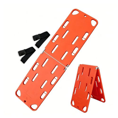 Spine Board Stretcher with Backboard Straps, Foldable Stretcher Medical Transport, Portable EMS Rescue Backboard Lightweight, 73x19.5in, Orange