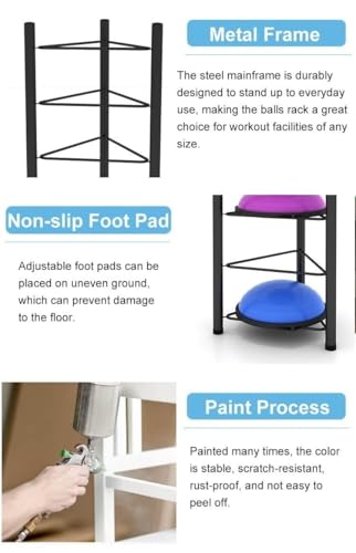 3/5/6/7 Tier Floor Stand Storage Organizer Exercise Half Balance Ball Storage Rack, Home Gym Workout Equipment for Bosu Slam Bowling Medicine Balls(Black,5 Layer - 51jin)