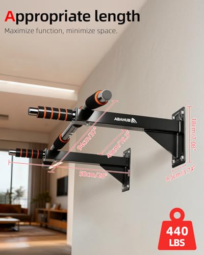 Abahub Wall Mounted Pull Up Bar,440lbs Multi-Grip Chin-Up Bar for Home Gym - color: Black