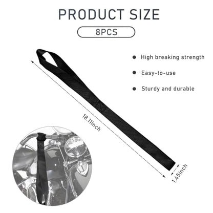Wevdn 8 PCS Soft Loop Tie Down Straps, 1.1"x 18" Heavy Duty Tie Down Loops, 1500lb Load Capacity, 4500lb Breaking Strength for Securing Bikes, Motorcycles, Scooters, Lawn Equipment (Black) - color: Black, 8 PCS