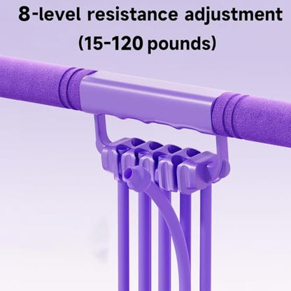 3 in 1 Adjustable Pedal Resistance Band, 8-Tube Multifunction Tension Rope, Natural Latex sit-up Trainer Resistance Band Suitable for Fat Loss and Full-Body Shaping Workout - color: 8-Tube Pink