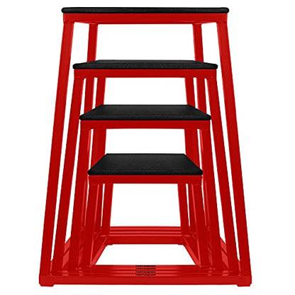 Retrospec Leap Plyo Box Jump Platforms for Home Gym Plyometric Jumping, Strength Training & Jump Box Exercise for Men and Women - color: Red, style: 30"