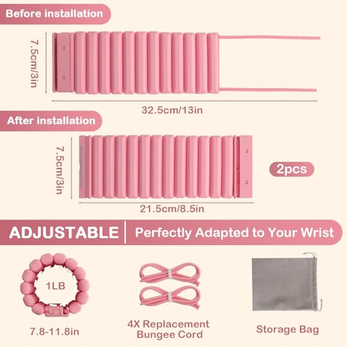 Pilates Wrist Ankle Weights for Women, Adjustable Magnetic Buckle Silicone Weighted Bracelet Wearable Arm & Leg Weights Set for Home Gym, Walking, Yoga, Swimming, Cardio Set of 2 (1Lb Each)